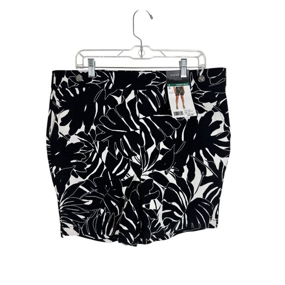 Rafaella Women's Plus 18 Stretch Pull On Shorts B&W Leaf Print NWT 9473 - Picture 1 of 10